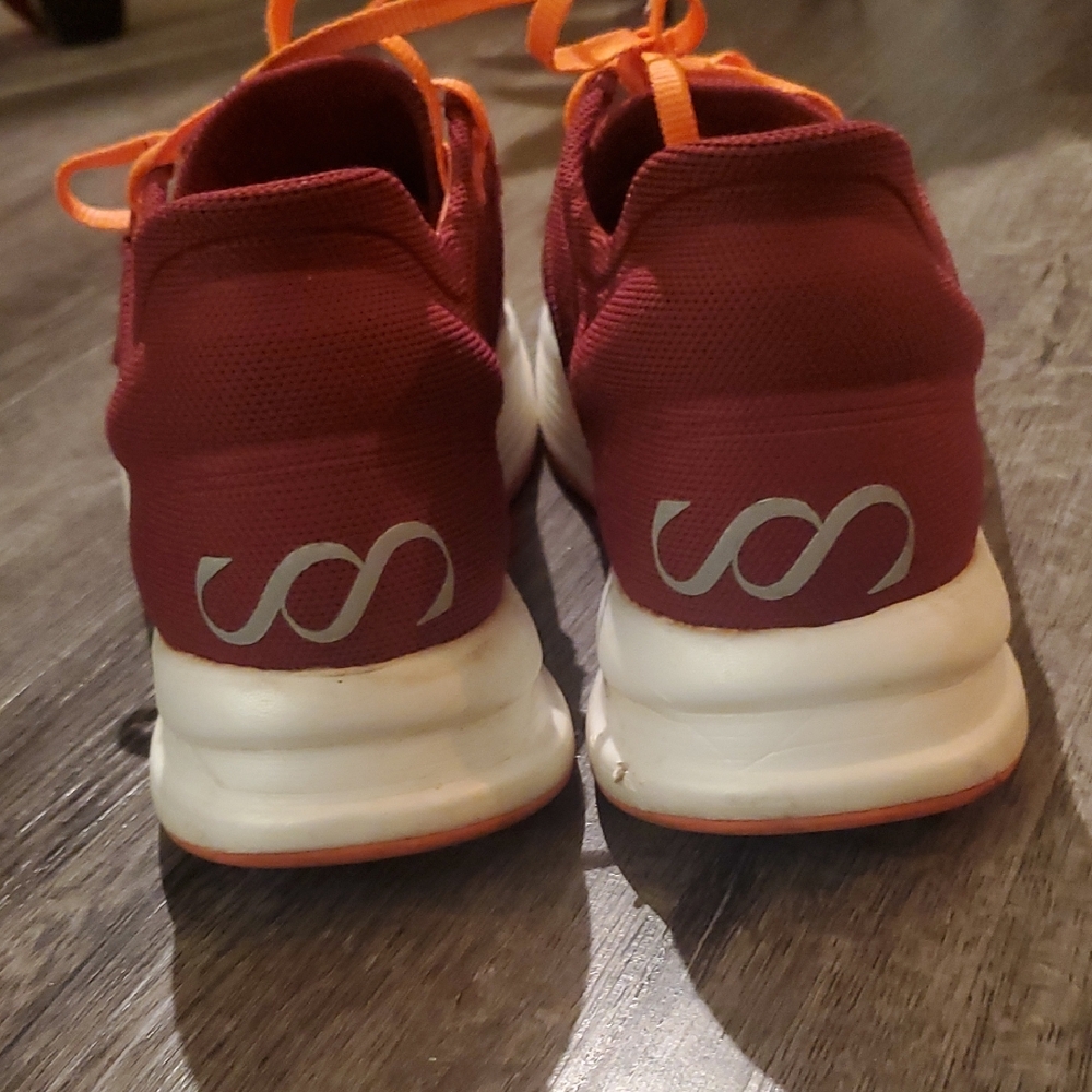 Women's Burgundy and Orange Athletic Sneakers - Picture 4 of 6